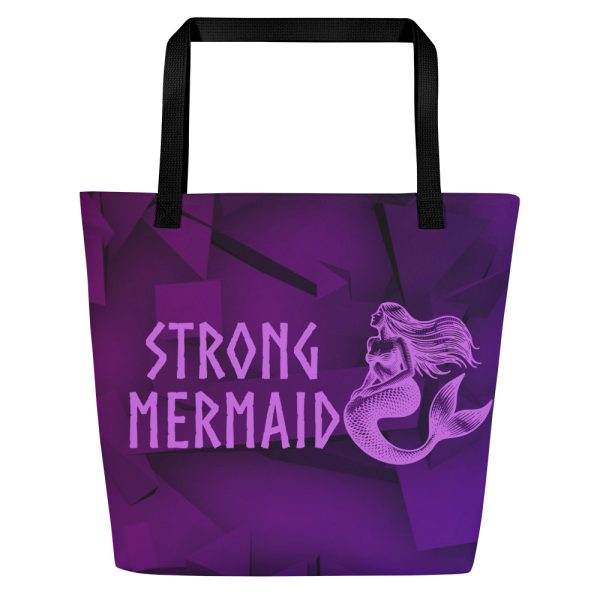 Strong Mermaid (Purple geo) Large Tote Bag - Image 2