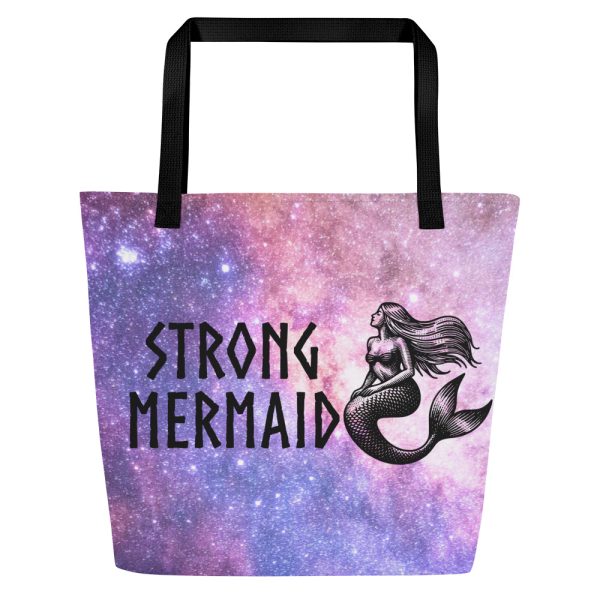 Strong Mermaid (Galaxy) Large Tote Bag - Image 2