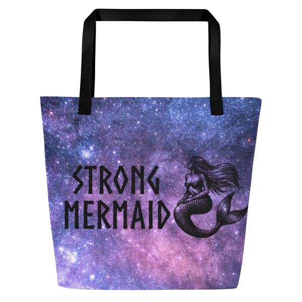 Strong Mermaid (Galaxy) Large Tote Bag