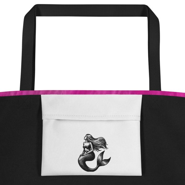 Strong Mermaid (Pink fur) Large Tote Bag - Image 3